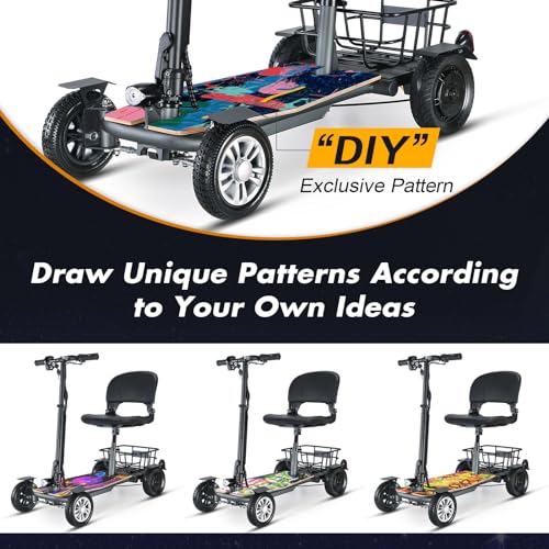 4 Wheel Lightweight Travel Mobility Scooter for Adults Seniors, Foldable, 280lbs Capacity J883563