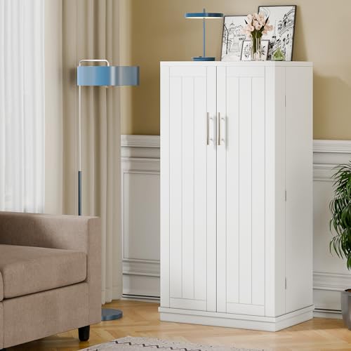 Meilocar 47in Wooden Pantry Cabinet with Doors & Adjustable Shelves, Black R582486