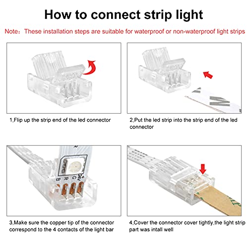 RGBZONE 4 Pin 10mm LED Strip Connector Kit with Extension Wire Z746880