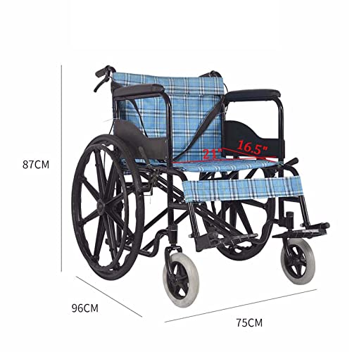 Extra-Wide Bariatric Wheelchair, Heavy Duty Folding Transport Chair for Adults, 20" Seat, 418 lbs Capacity, Blue L240297