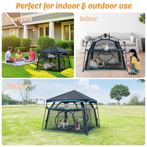 X-Large Catio Outdoor Cat Enclosure and Cat Tower Tent, 3-Tier Portable Foldable, Two Doors Z502328