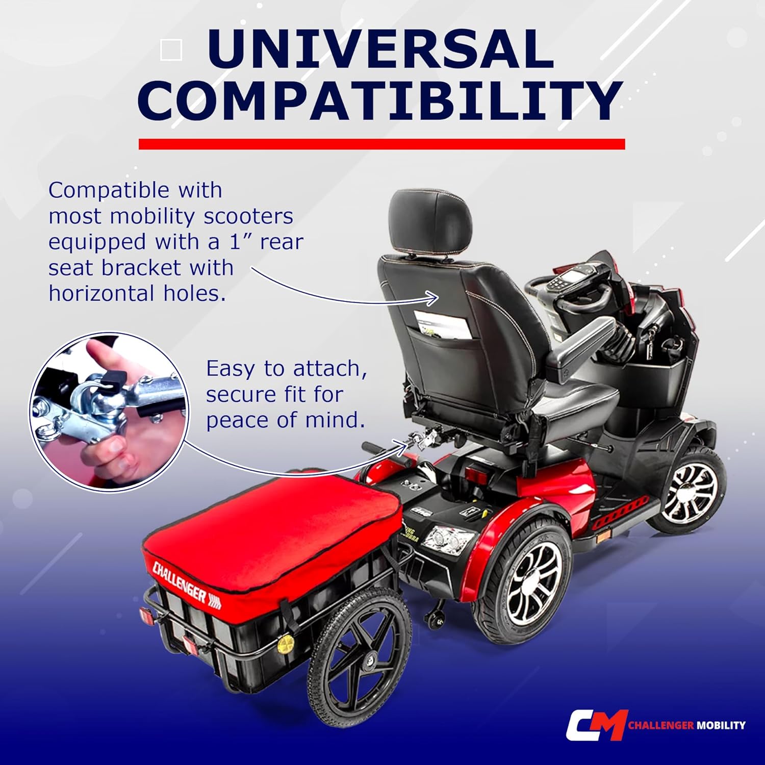 Challenger Scooter Trailer for Pride Mobility Scooters, Heavy Duty, Large Tires N2473