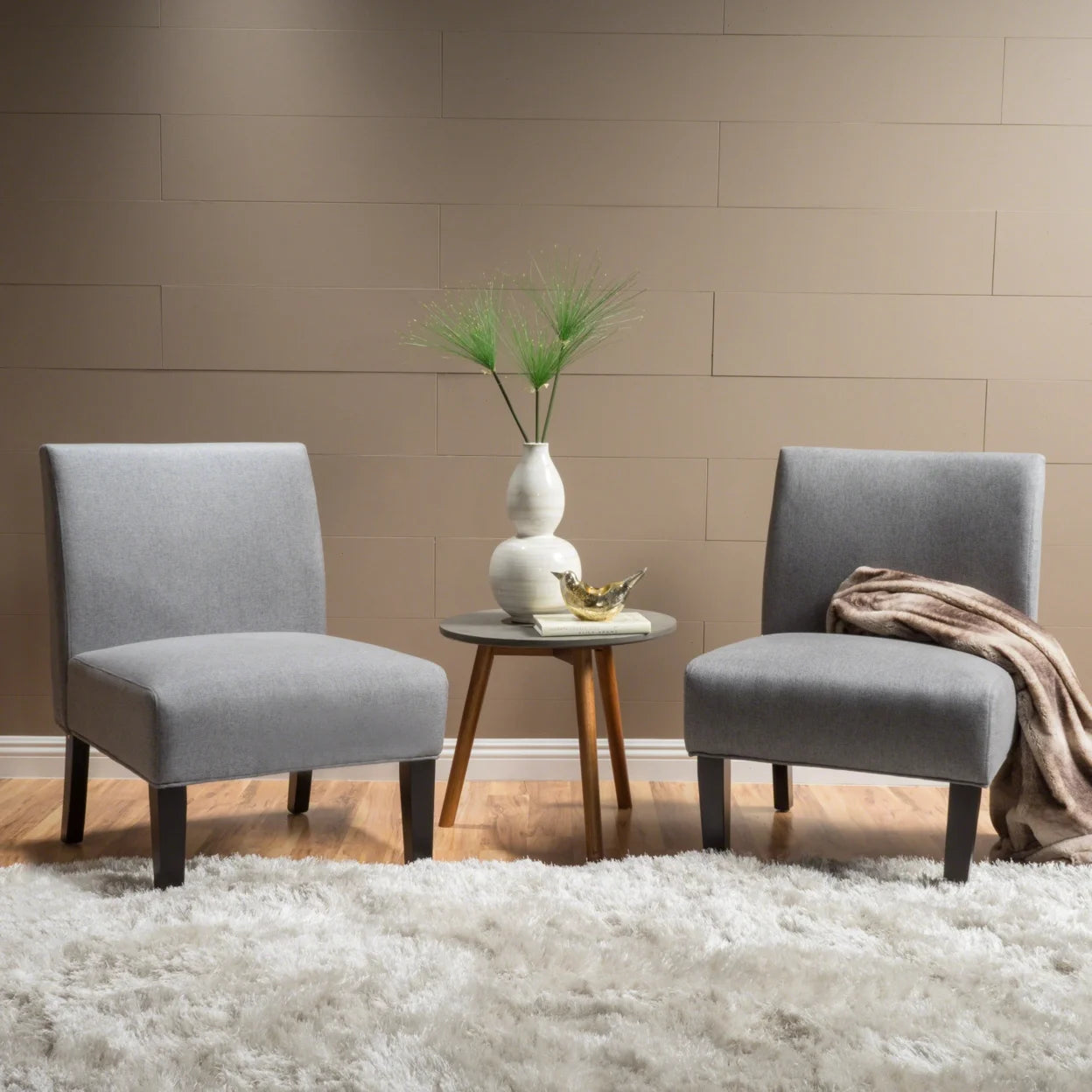 GDF Studio Abner Slipper Accent Chair, Gray Fabric I91564