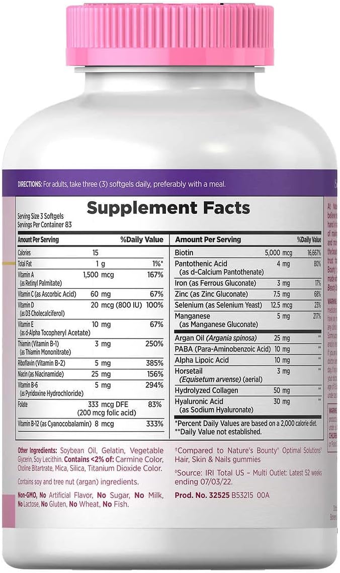Biotin Hair Skin and Nails, Extra Strength 5000mcg, 250 Count F71111