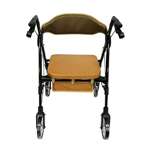 HEALTHLINE Heavy Duty Rollator Walker with Seat, Extra Wide, 450LB Capacity, Black A87388