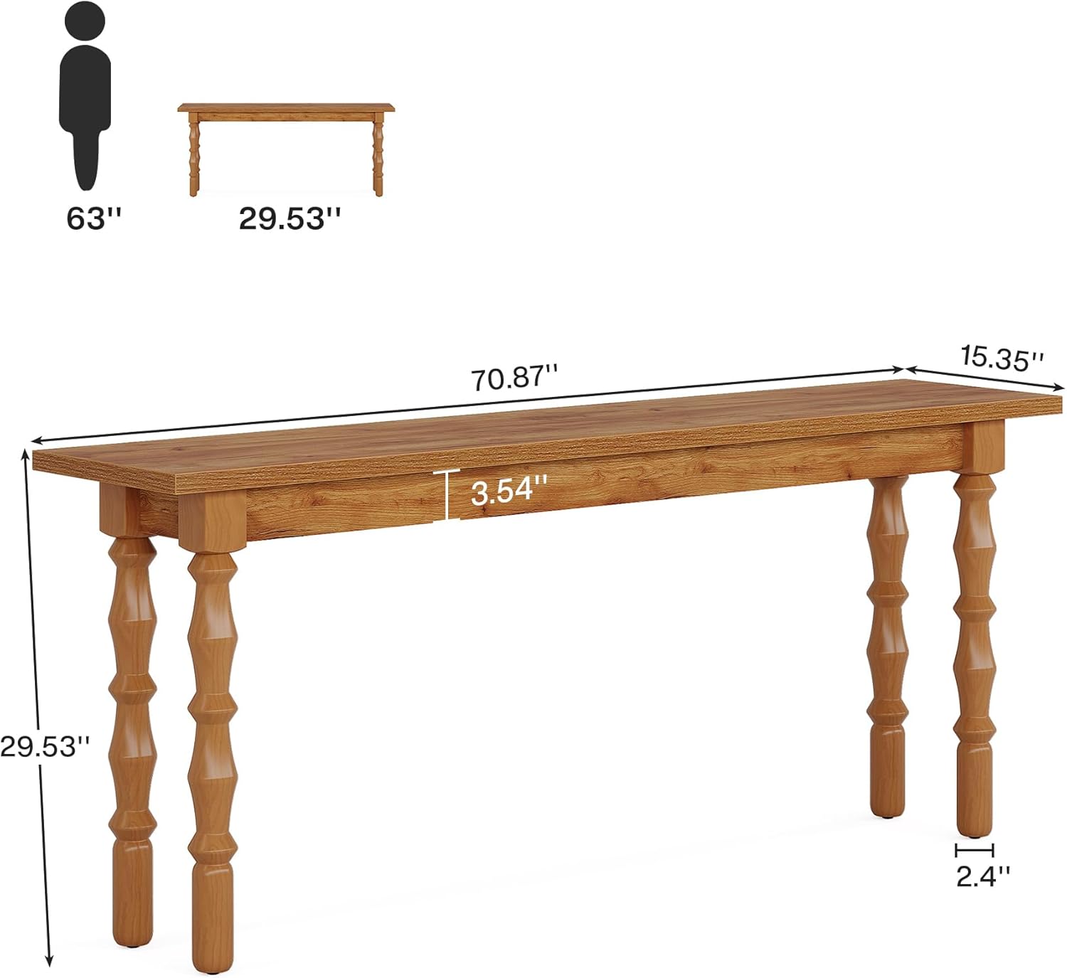 Tribesigns 70.9-Inch Console Table for Entryway with Solid Wood Legs L78418