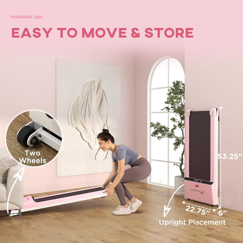 Soozier Under Desk Treadmill Portable Walking Pad with Foldable Wheels O7673
