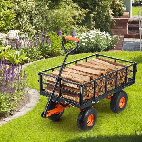 VEVOR 400lbs Steel Garden Dump Cart with Removable Sides Z97756