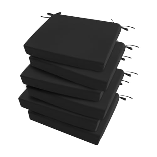 Outdoor Chair Cushions Set of 4, Waterproof Patio Seat Cushions with Ties, Black A5741