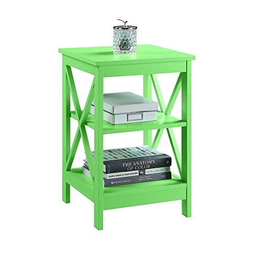 Convenience Concepts Oxford End Table with Storage Shelves, White Faux Marble/Black N969