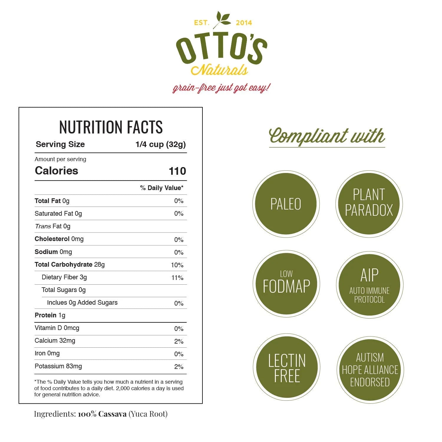 Otto's Naturals 2lb Cassava Flour, Grain-Free Baking Substitute R1071