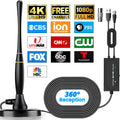 TV Antenna Indoor,Vassink Antenna for Smart TV 1080P 4K 8K HDTV Free for 380 Miles Long Range All Local TV Channels, Support VHF/UHF Outdoor Signal Reception with 16.5FT Coax Cable Easy Setup