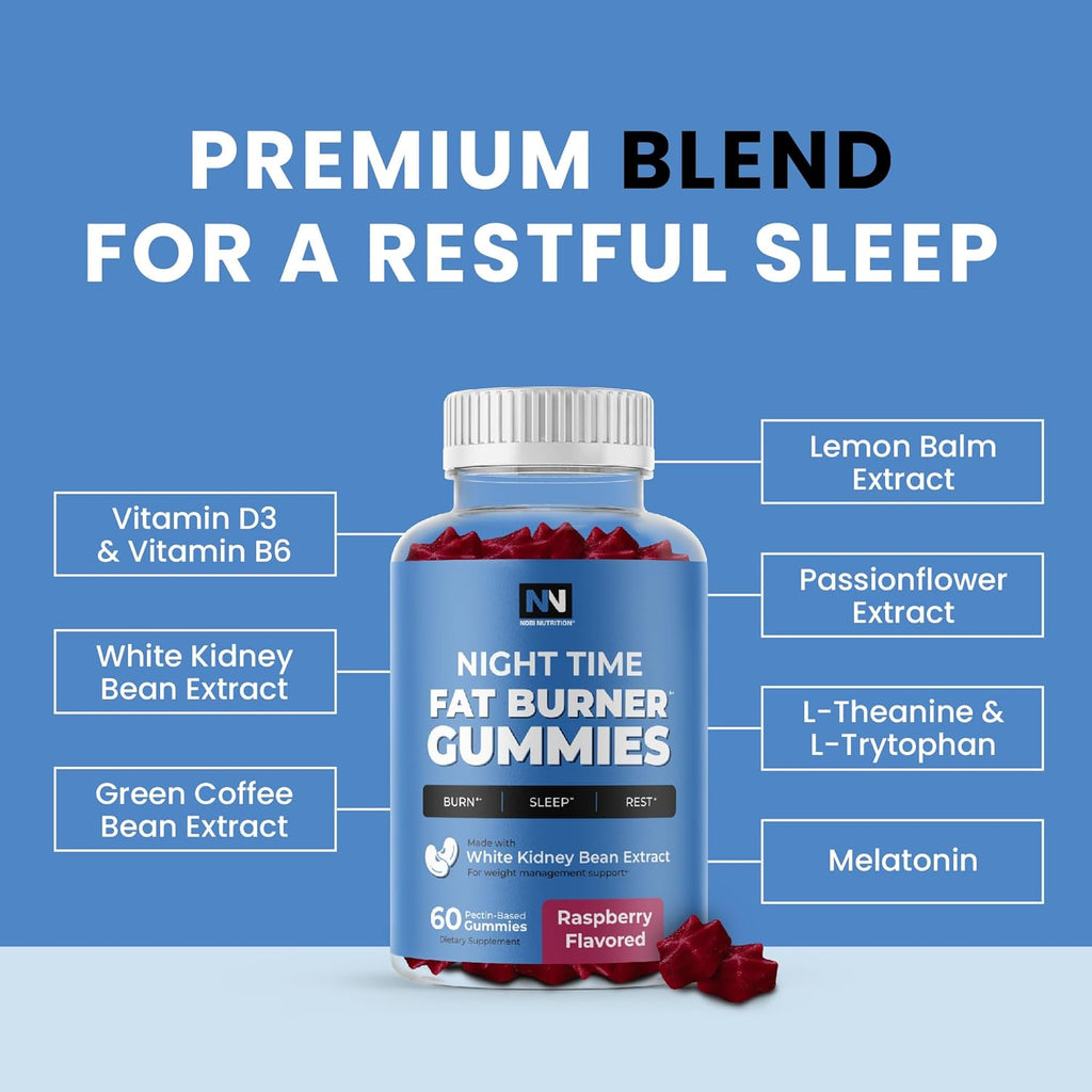 Night Time Fat Burner Gummies for Sleep Support & Weight Loss, 60ct D919