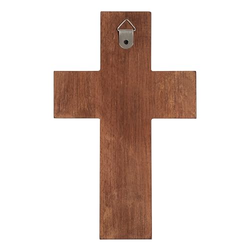 BGCOPPER Crucifix Wall Cross Handmade Wooden with Hook, Christian Wall Art, 14 Inch L40287