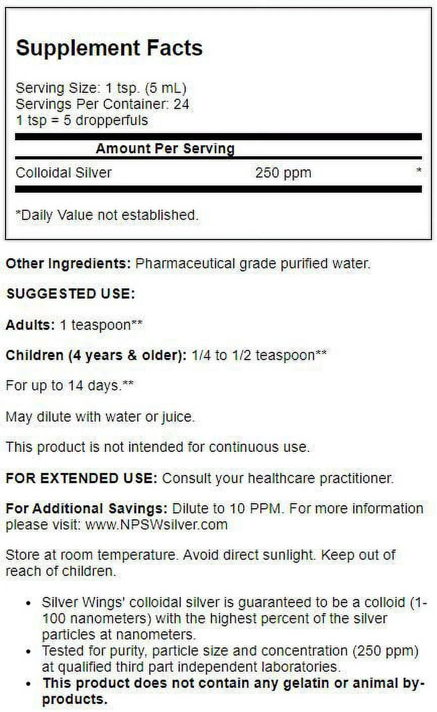 Natural Path Silver Wings Colloidal Silver 250 ppm 4 fl oz F156