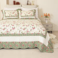 Brandream Pink Rose Floral Patchwork Quilts Cotton Queen Size Quilted Comforter Set Rustic Country Coverlet Bedspread Set 3-Piece
