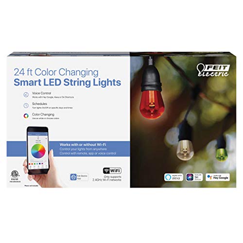Feit Electric 24" 12pc Smart WiFi String Lights with Alexa & Google Assistant, Weather Resistant H519461