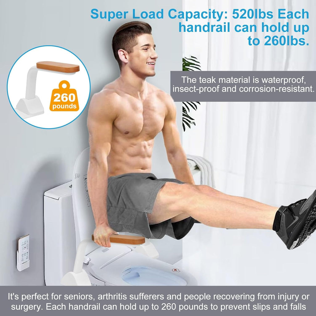 Toilet Safety Rails for Elderly with Foldable Handles, Adjustable Height and Width P354