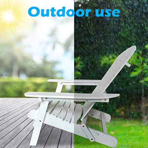 Adirondack Chair Folding Patio Chair Natural Finish White T6367