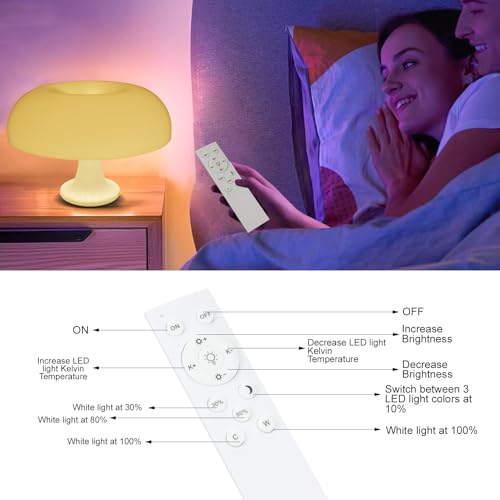 Orange Mushroom Table Lamp, Dimmable, 3 Lighting Settings, Retro Desk Lamp I821073