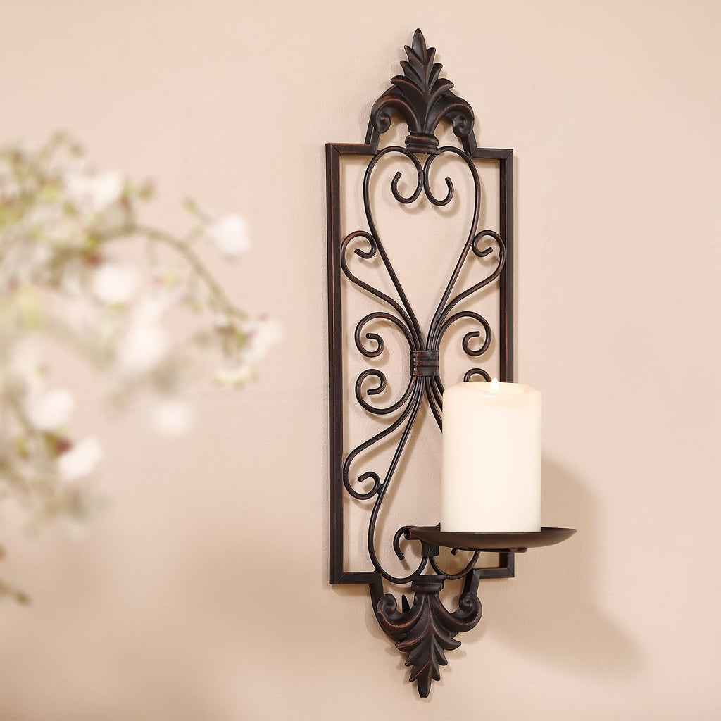 Bronze Metal Candle Sconces Wall Decor Set of 2 C53929