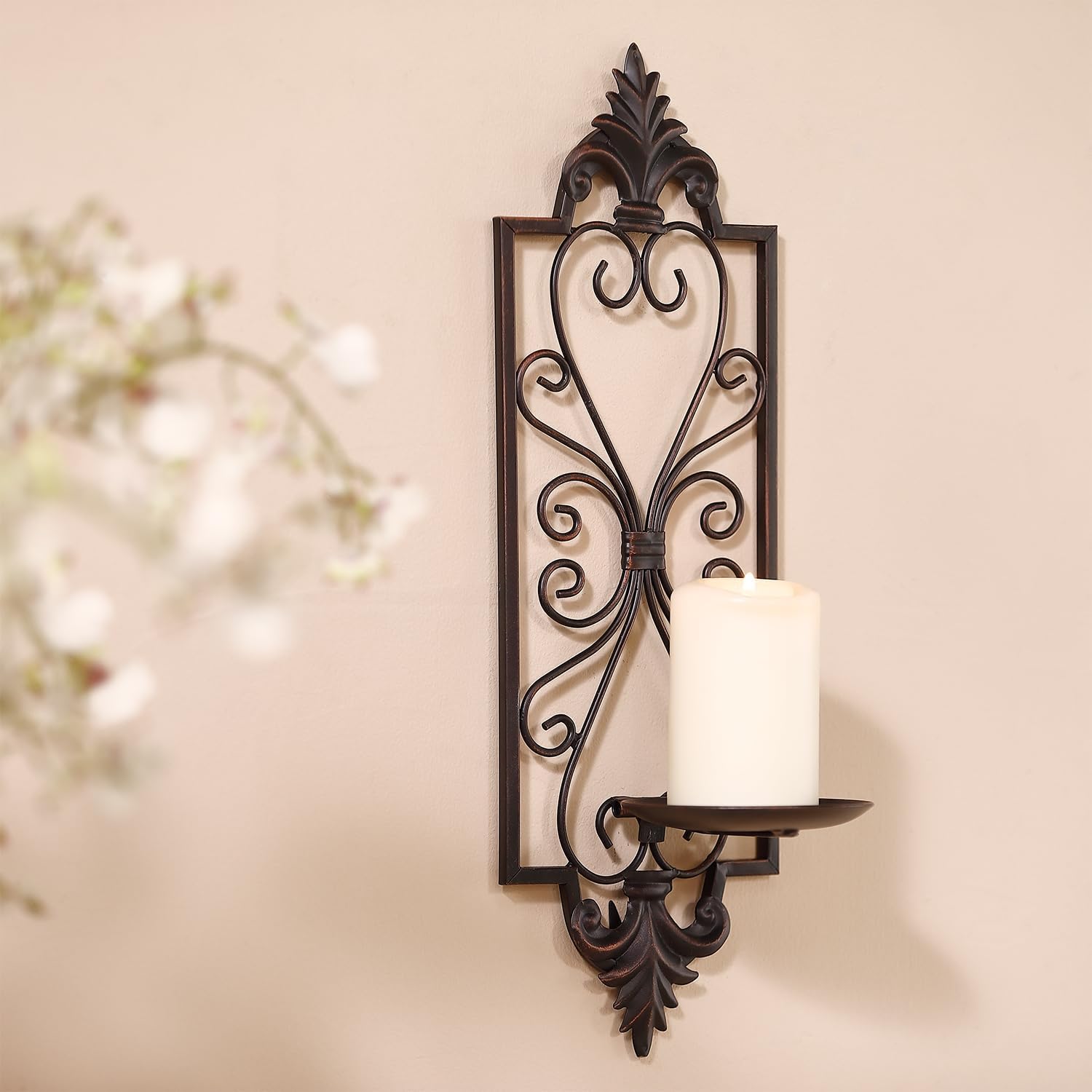 Bronze Metal Candle Sconces Wall Decor Set of 2 C53929