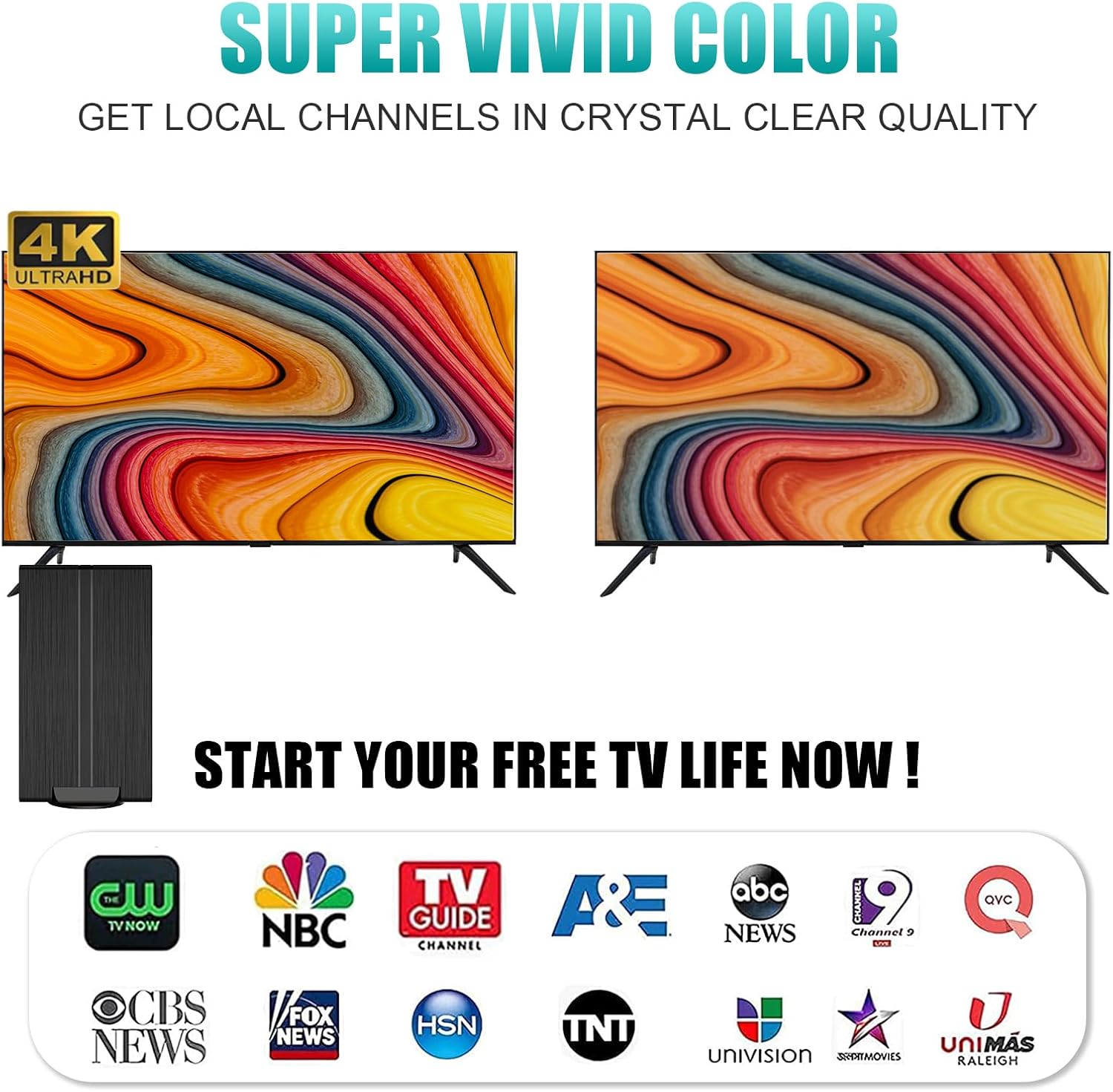 Amplified Digital TV Antenna 500+ Miles Range for 4K 1080p TVs U366605