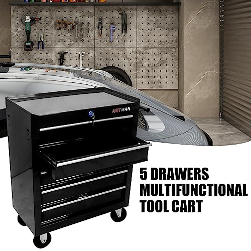 5-Drawer Rolling Tool Cart with Wheels, Black V51953