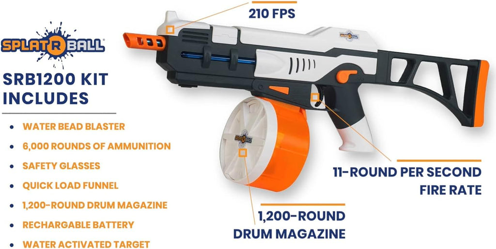 SplatRball SRB1200 Full Auto Rechargeable Gel Ball Blaster Kit R873