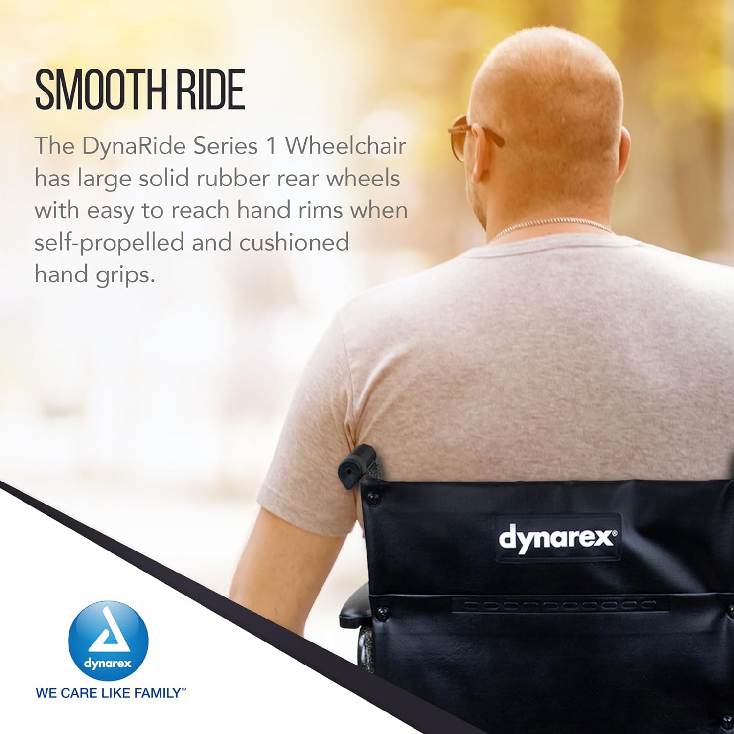 Dynarex DynaRide Series 1 Wheelchair with Fixed Full Arms, Lightweight, Foldable, 300 lbs Capacity F354814