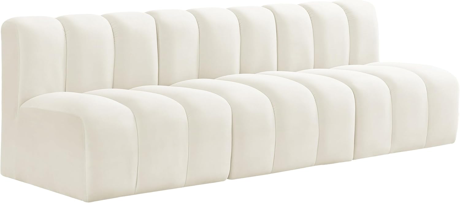 Meridian Furniture Arc Modern Velvet Modular Sofa, Cream R2997