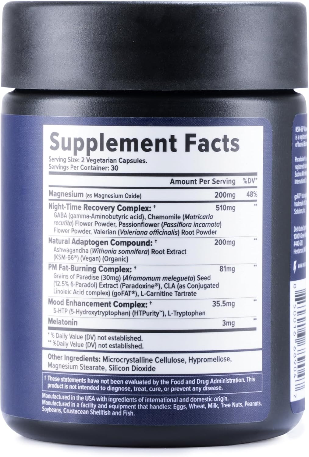 Night Shred Fat Burner & Sleep Support with Ashwaganda, 5-HTP, CLA, Melatonin - 60 Capsules U410621