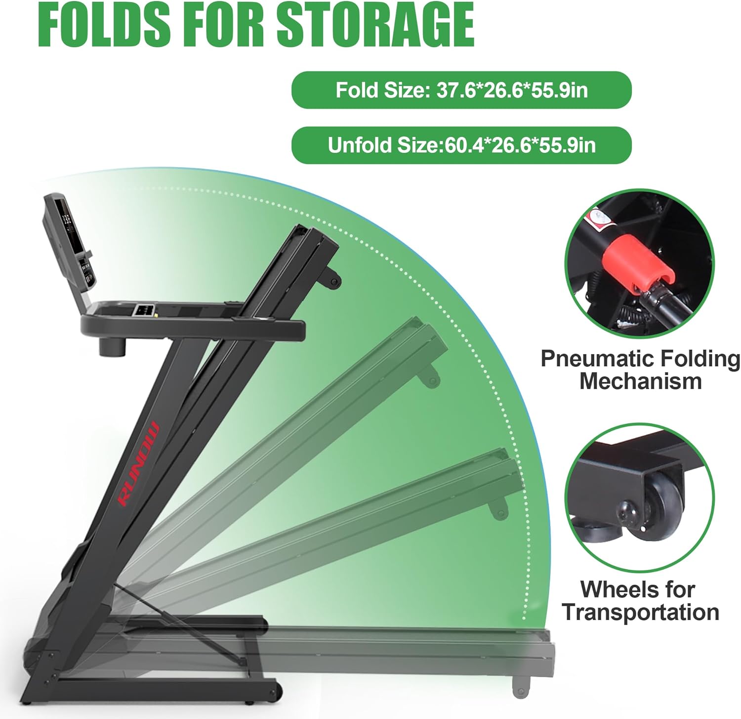 RUNOW Folding Treadmill for Home with Auto Incline B715136