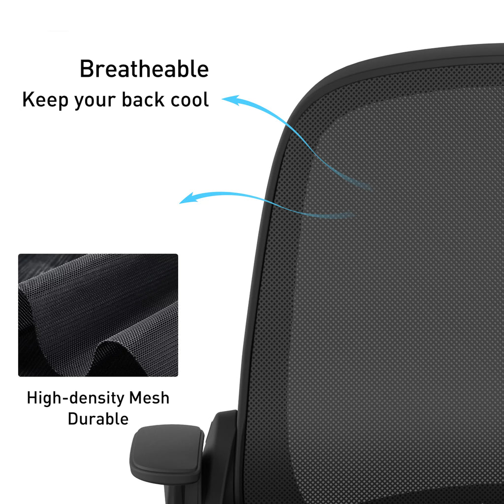 Hbada Office Task Desk Chair with Flip-up Arms and Adjustable Height, Black M65125
