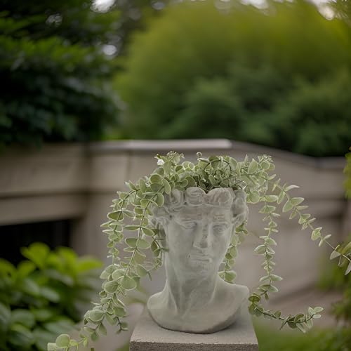 Greek Statue Head Cement Planter Indoor Outdoor Plant Pot X505