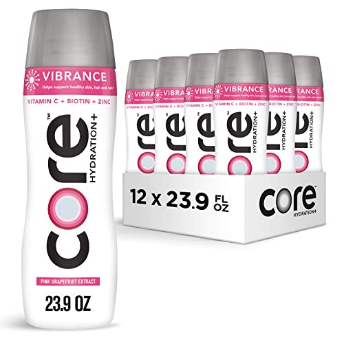 CORE Hydration+ Vibrance, Pink Grapefruit Extract Nutrient Enhanced Water with Vitamin C, Biotin and Zinc, 23.9 Fl Oz Bottle (Pack of 12)