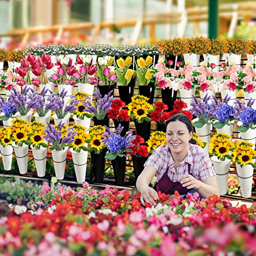 3 Layer Metal Flower Display Stand with White Buckets J638089