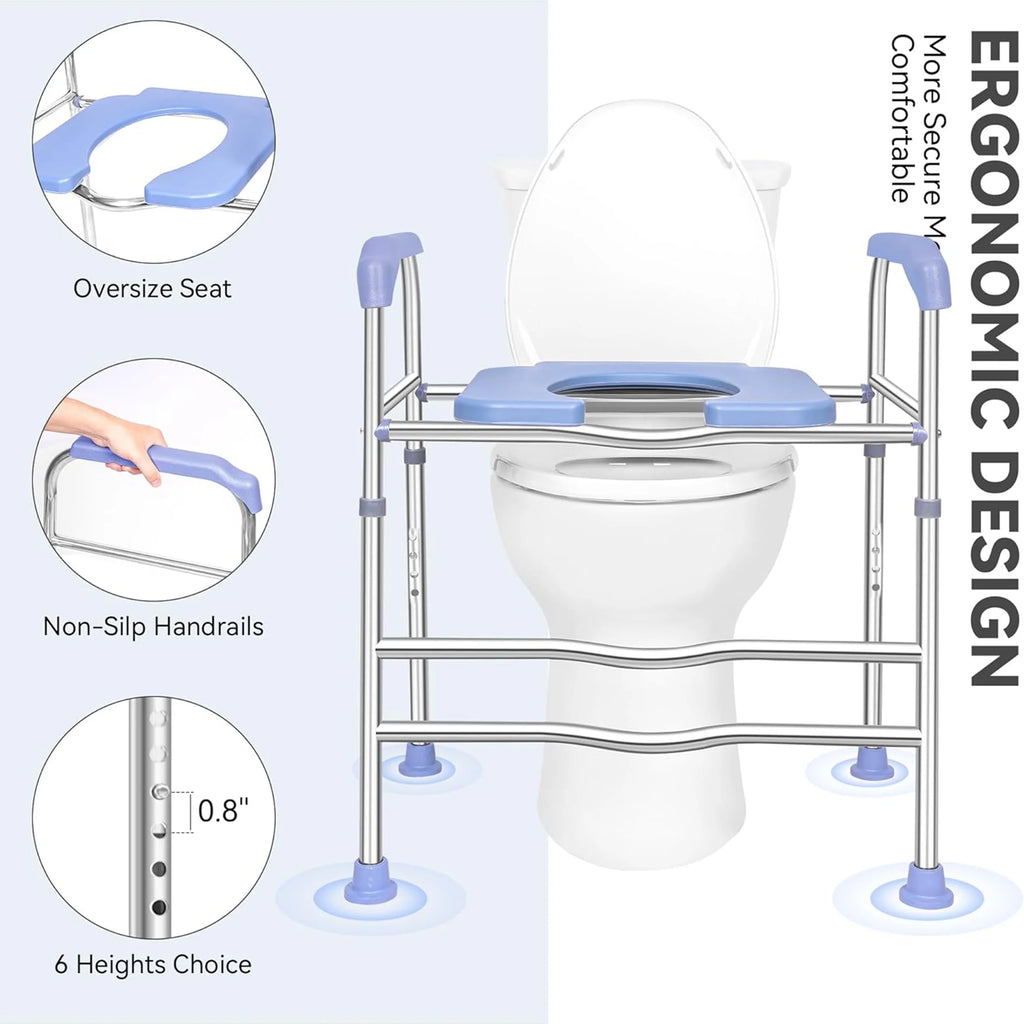 Raised Toilet Seat with Handles and Soft Seat, 400lbs Capacity I66063