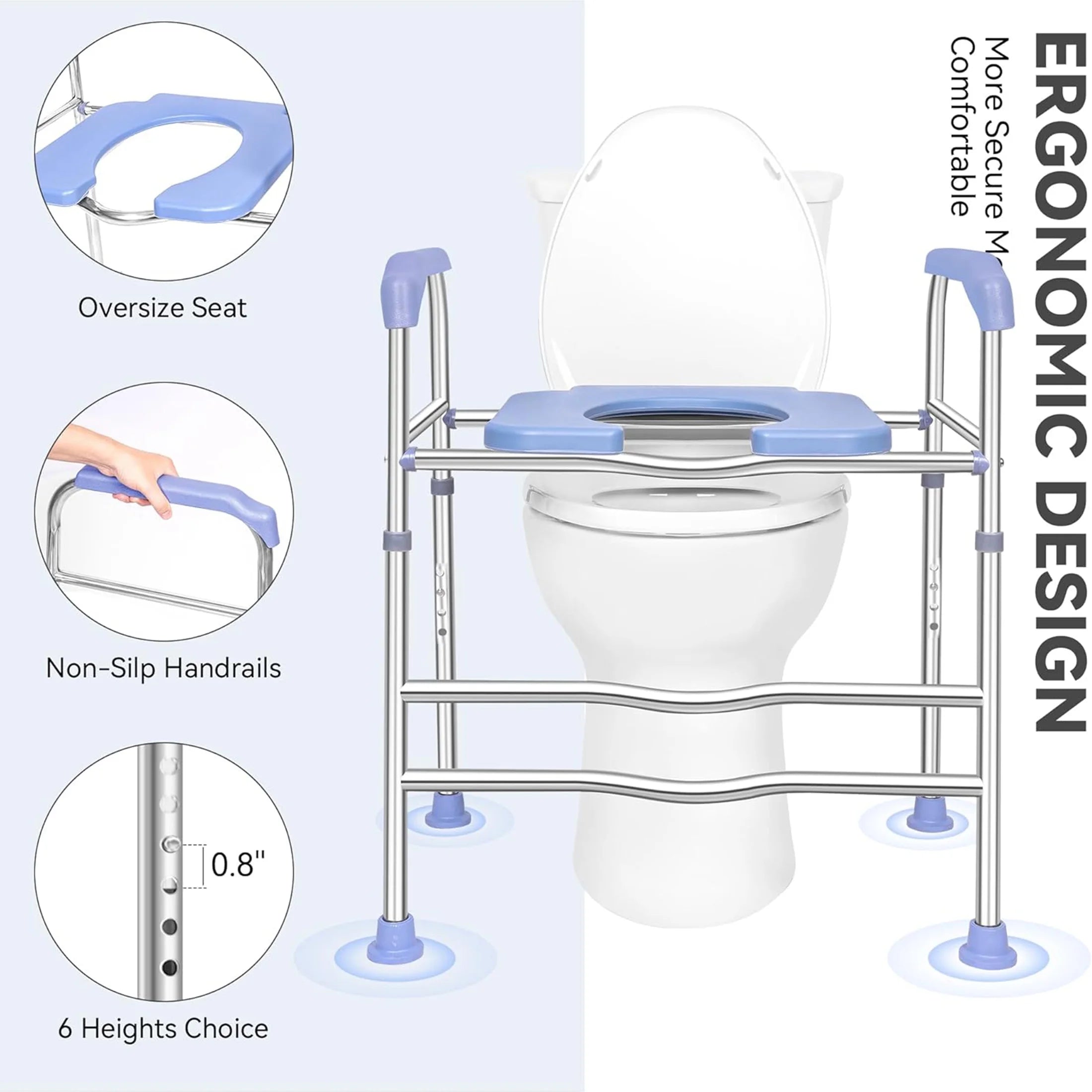 Raised Toilet Seat with Handles and Soft Seat, 400lbs Capacity I66063