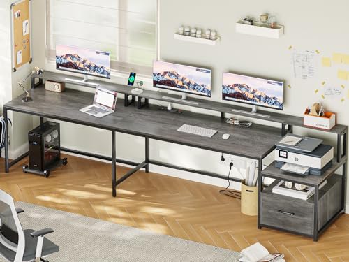 SEDETA L Shaped Gaming Desk with Power Outlet, Black Z948193