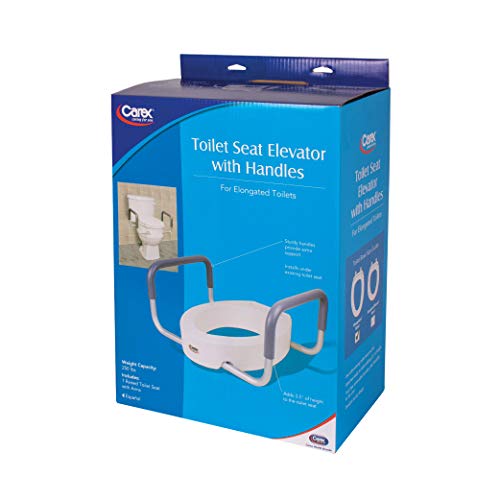 Carex 3.5 Inch Raised Toilet Seat with Arms for Elongated Toilets, White Y340582