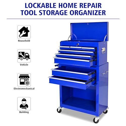 5-Drawer Rolling Tool Chest with Brake Casters, Black E95317