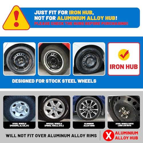 AUTOWIKI 15-Inch Wheel Rim Covers Set of 4, Snap on Hub Caps for Car Truck SUV, Black & Red T371364