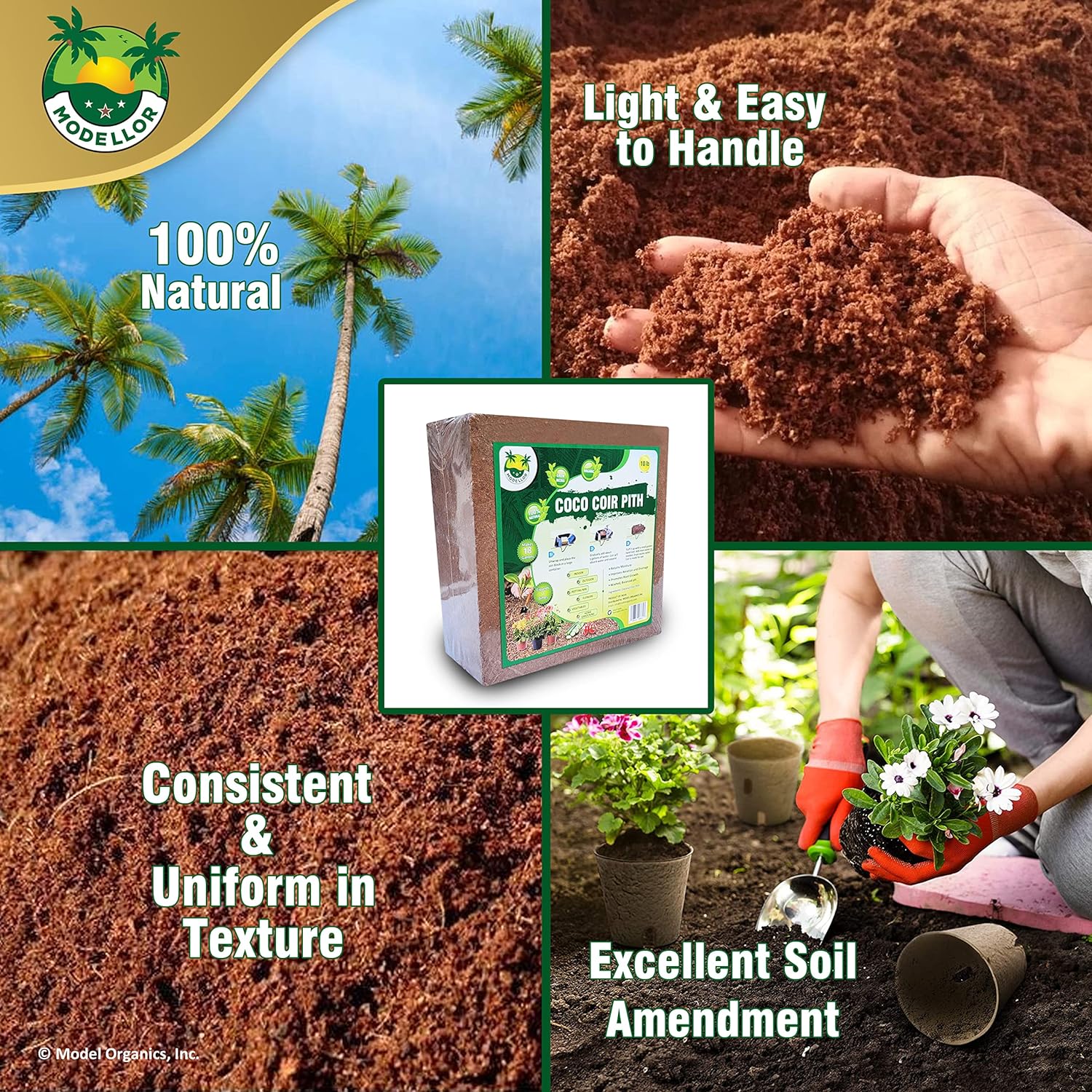 Coco Coir Brick 10 lb. Organic pH Balanced for Gardening T7598