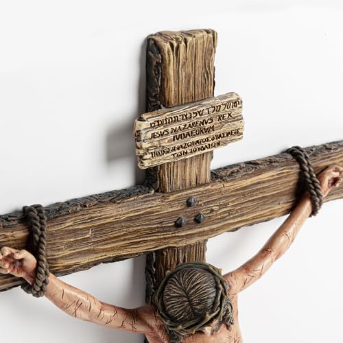 DevotedWalls 14" Hand Painted Catholic Crucifix for Wall V21624