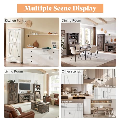 AMERLIFE 72" Tall Kitchen Pantry Storage Cabinet with Adjustable Shelves, White H71165