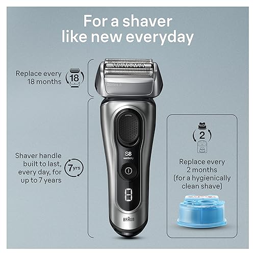 Braun Series 8 8577cc Electric Razor for Men, 5in1 SmartCare Center, Wet & Dry C91019