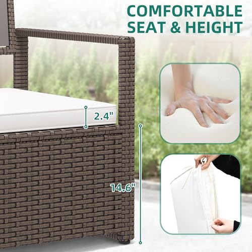 YITAHOME 90 Gallon Outdoor Wicker Storage Bench with Cushion, Black & Beige K940826