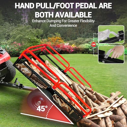 Heavy Duty Steel Dump Cart Utility Trailer 1600LB Capacity for ATV Lawn Tractor B543