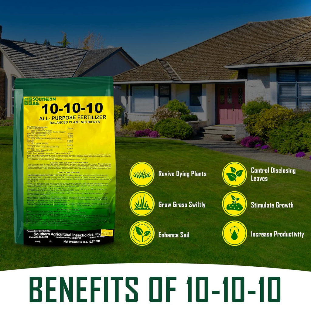 Southern Ag Fertilizer 10-10-10 All-Purpose Granular Fertilizer for Vegetables, Flowers & Trees, 5LB E7689